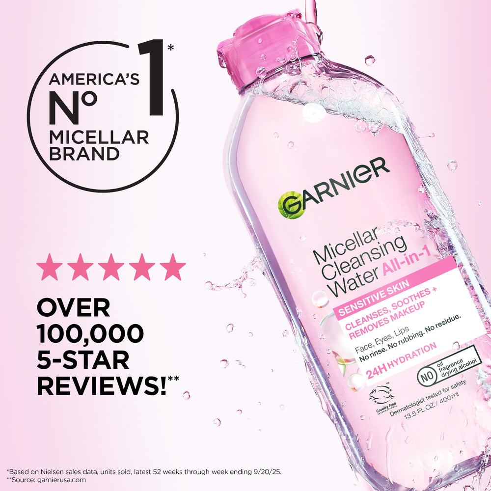 Garnier ingredient list close-up indicating fragrance-free, alcohol-free formulation