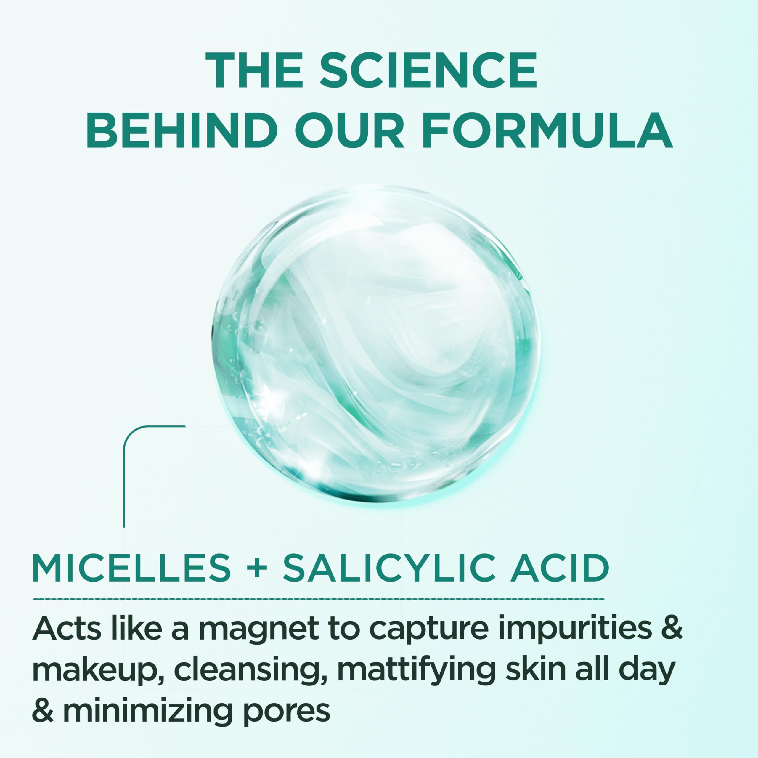 Garnier micellar bottle pouring clear solution highlighting gentle removal action