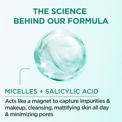 Garnier micellar bottle pouring clear solution highlighting gentle removal action