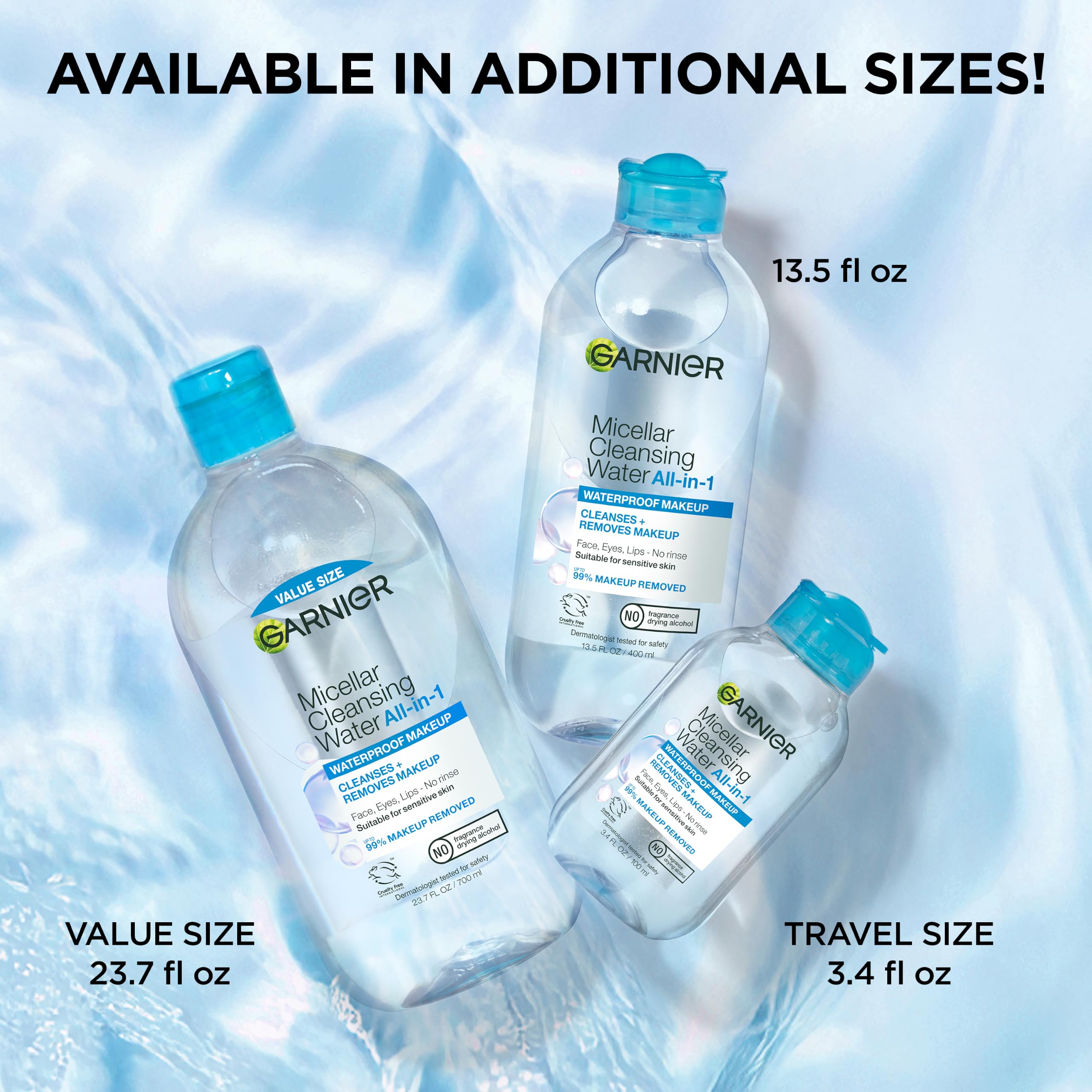 Garnier bottle in hand for scale benefit: clear size and portability