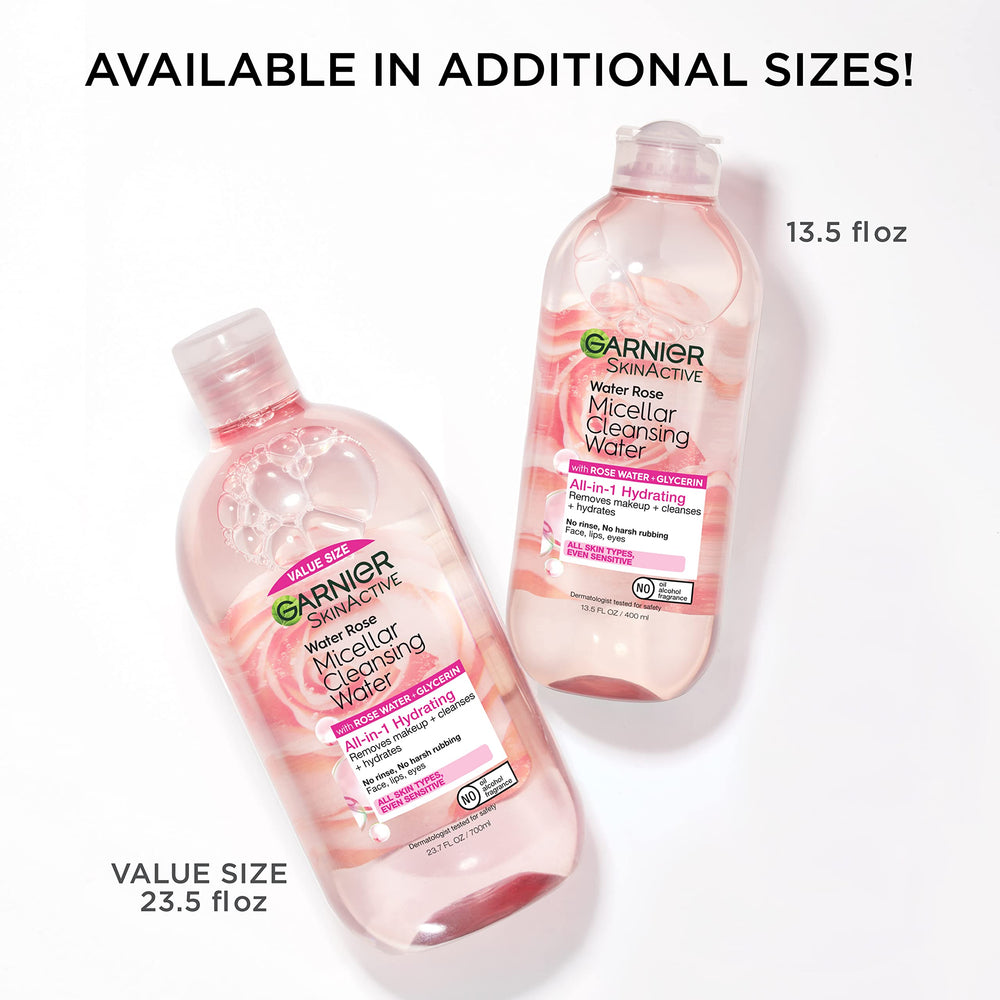 Garnier bottle in travel bag showing portability and no-rinse convenience benefit