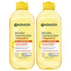 Garnier bottle front packaging showing brightening micellar benefits