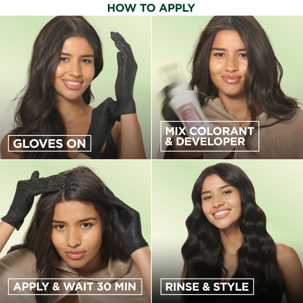 Garnier Nutrisse application on hair demonstrating even coverage