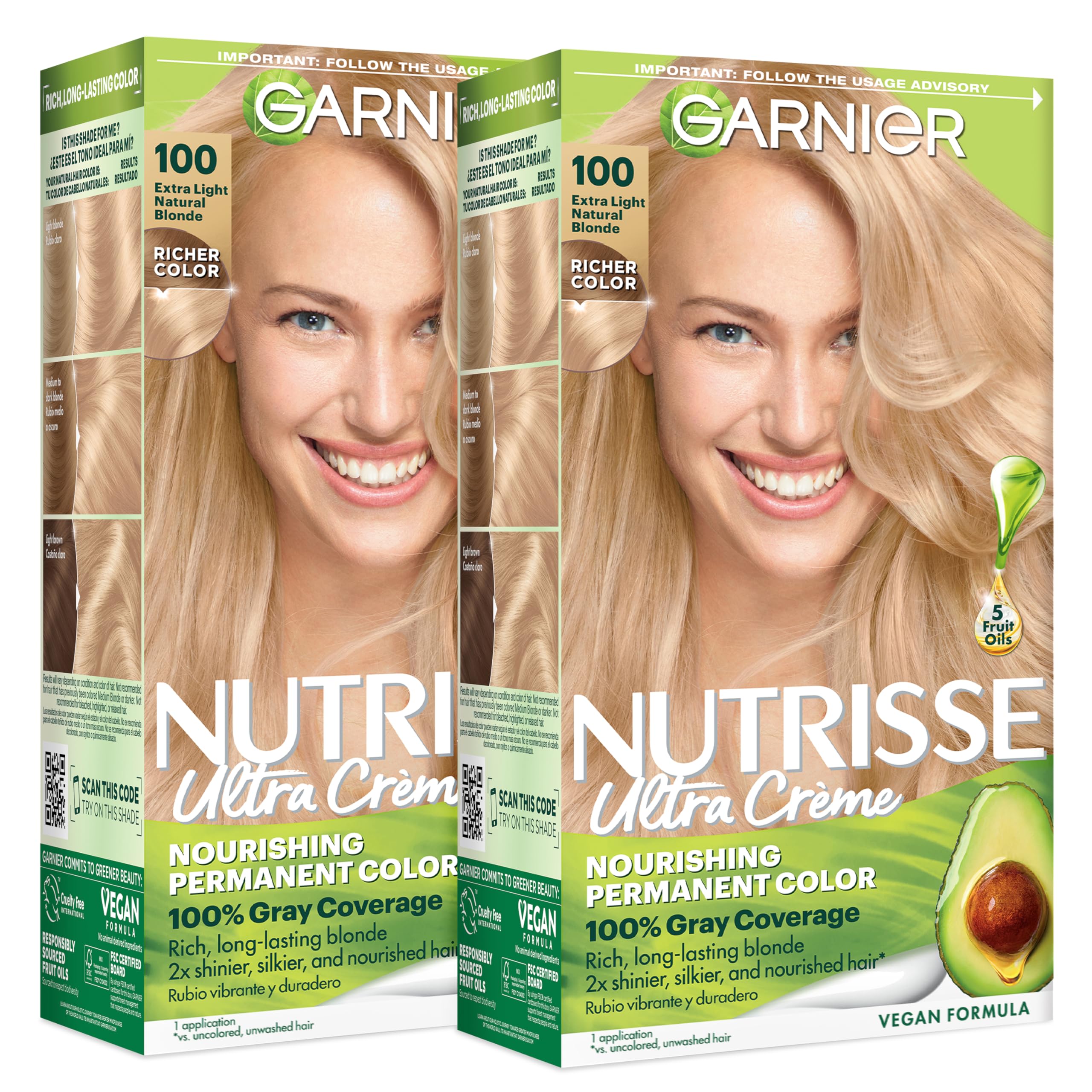 Garnier Nutrisse front box showing shade and benefits for easy selection