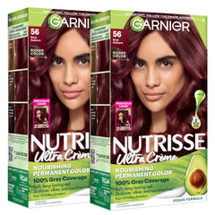 Garnier front packaging showing shade 56 Rich Auburn benefits visible color