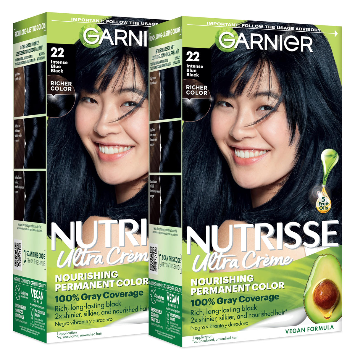 Garnier Nutrisse front packaging showing shade and kit benefit