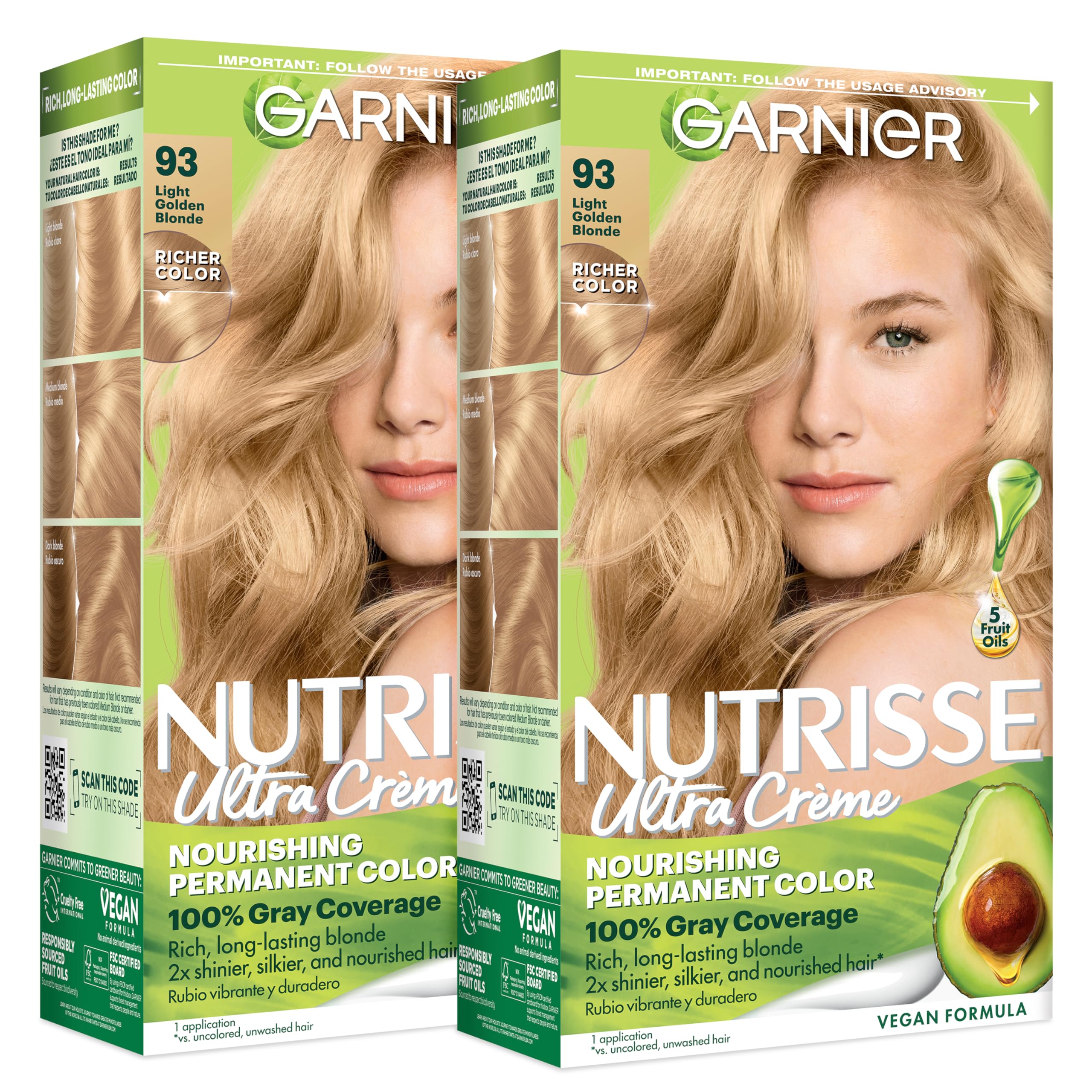 Garnier front packaging showing shade and benefits for easy selection