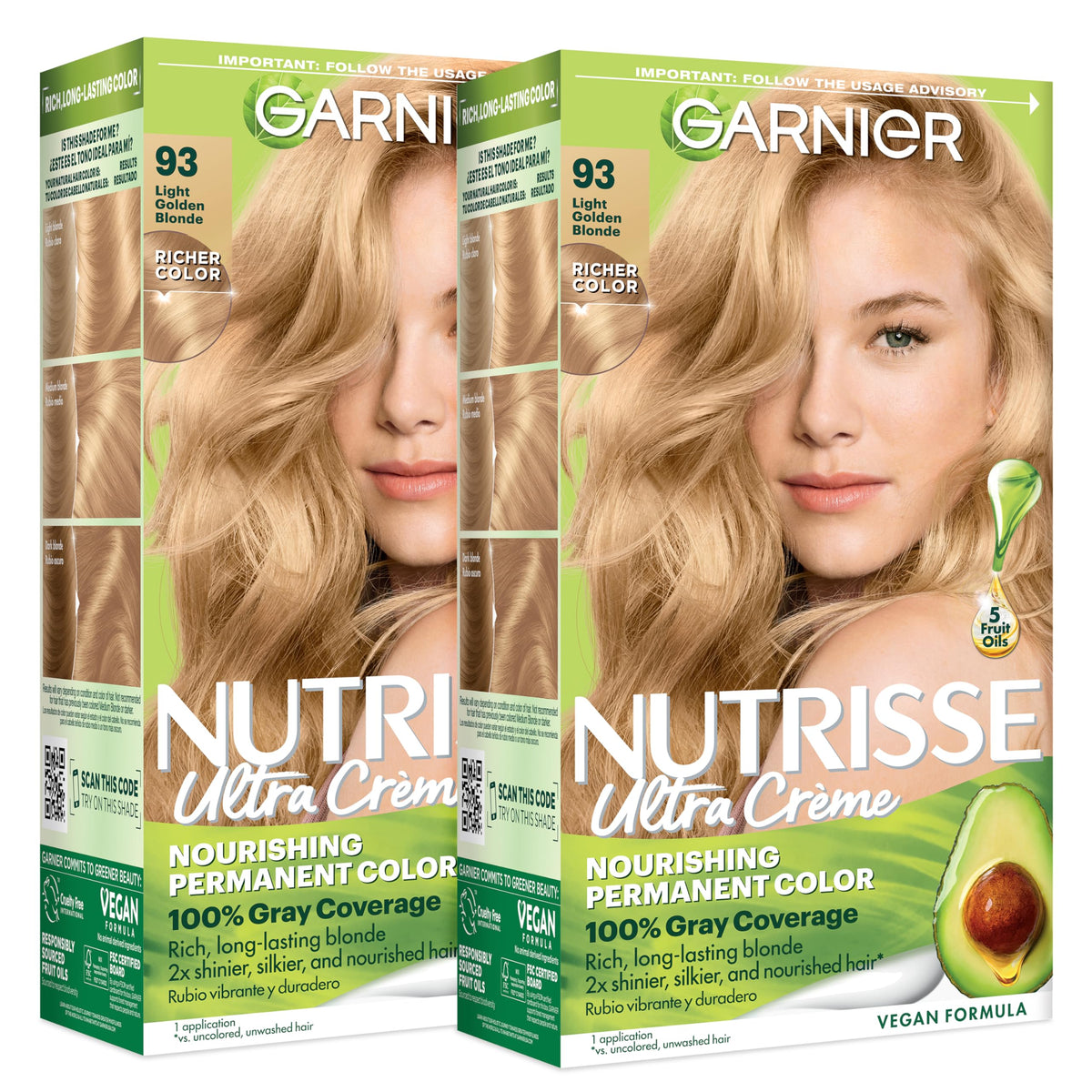 Garnier front packaging showing shade and benefits for easy selection