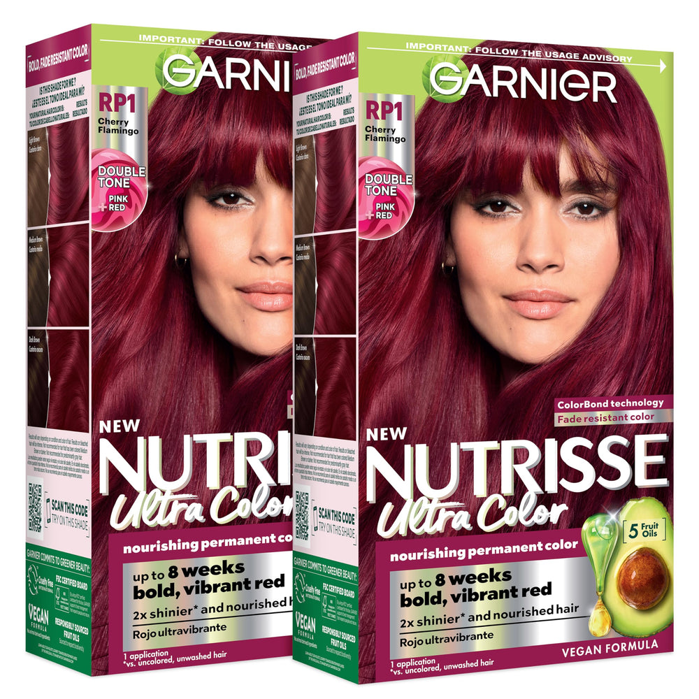 Garnier Nutrisse front box showing RP1 shade and benefits
