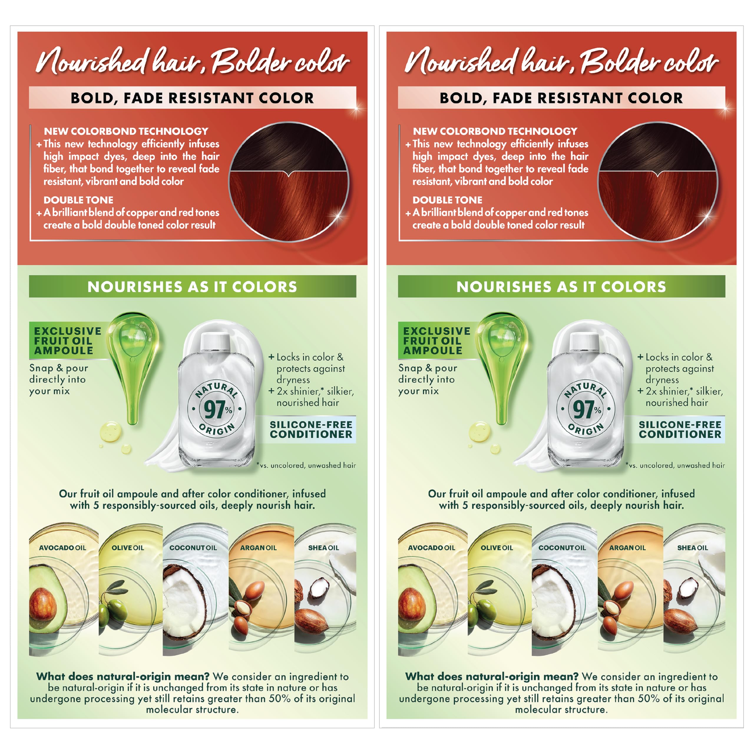 Garnier box beside ruler comparing coverage guidance for hair lengths
