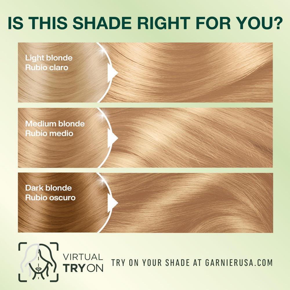 Garnier strand swatch of 93 Light Golden Blonde illustrating warm tone
