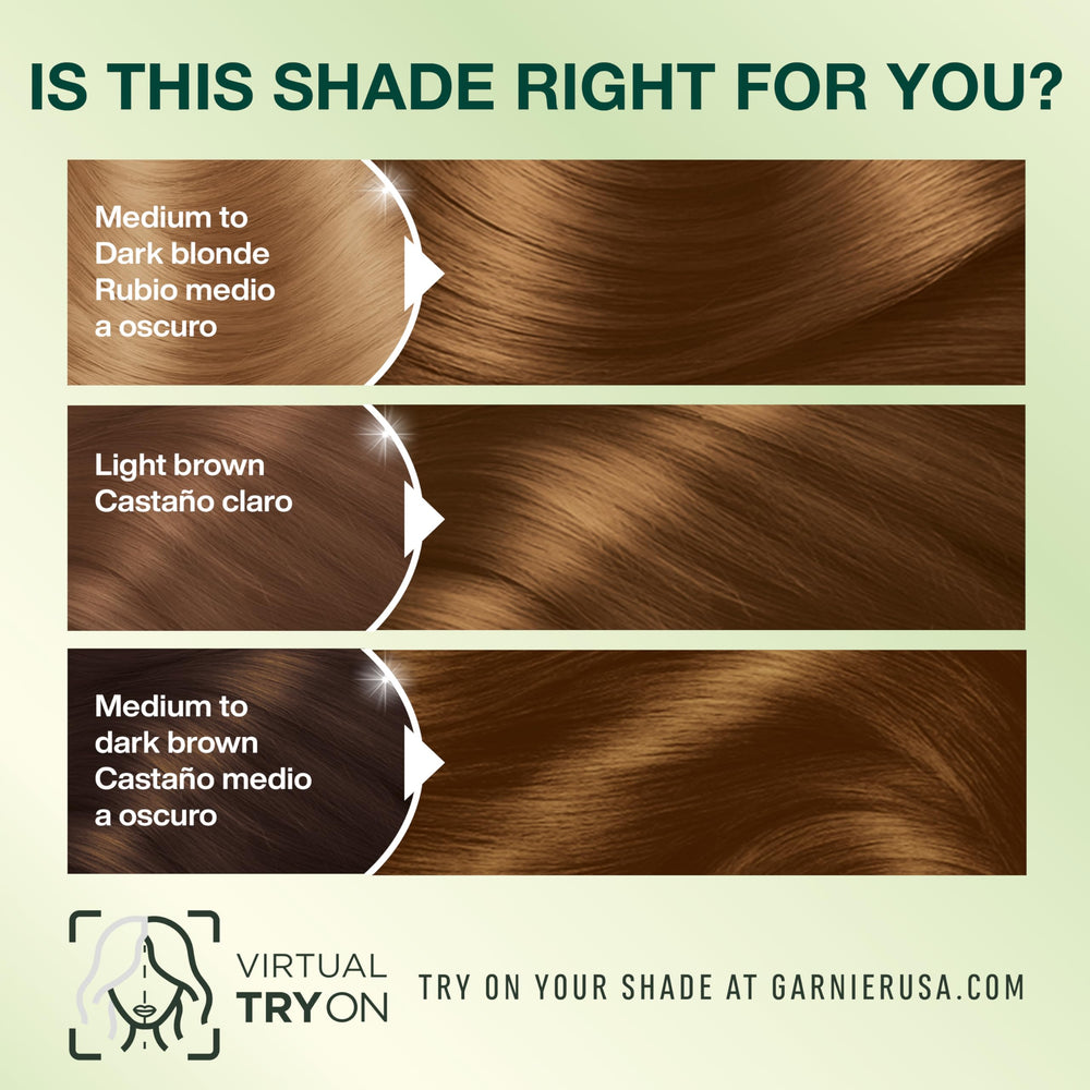 Garnier Nutrisse swatch of light golden brown showing warm tones