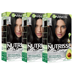Garnier front packaging showing Deep Soft Black and benefits