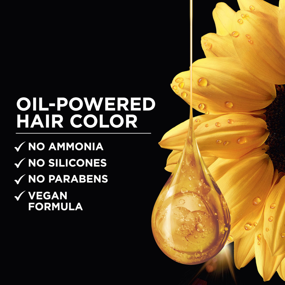 Garnier Olia after-color conditioner jar close-up for silky finish
