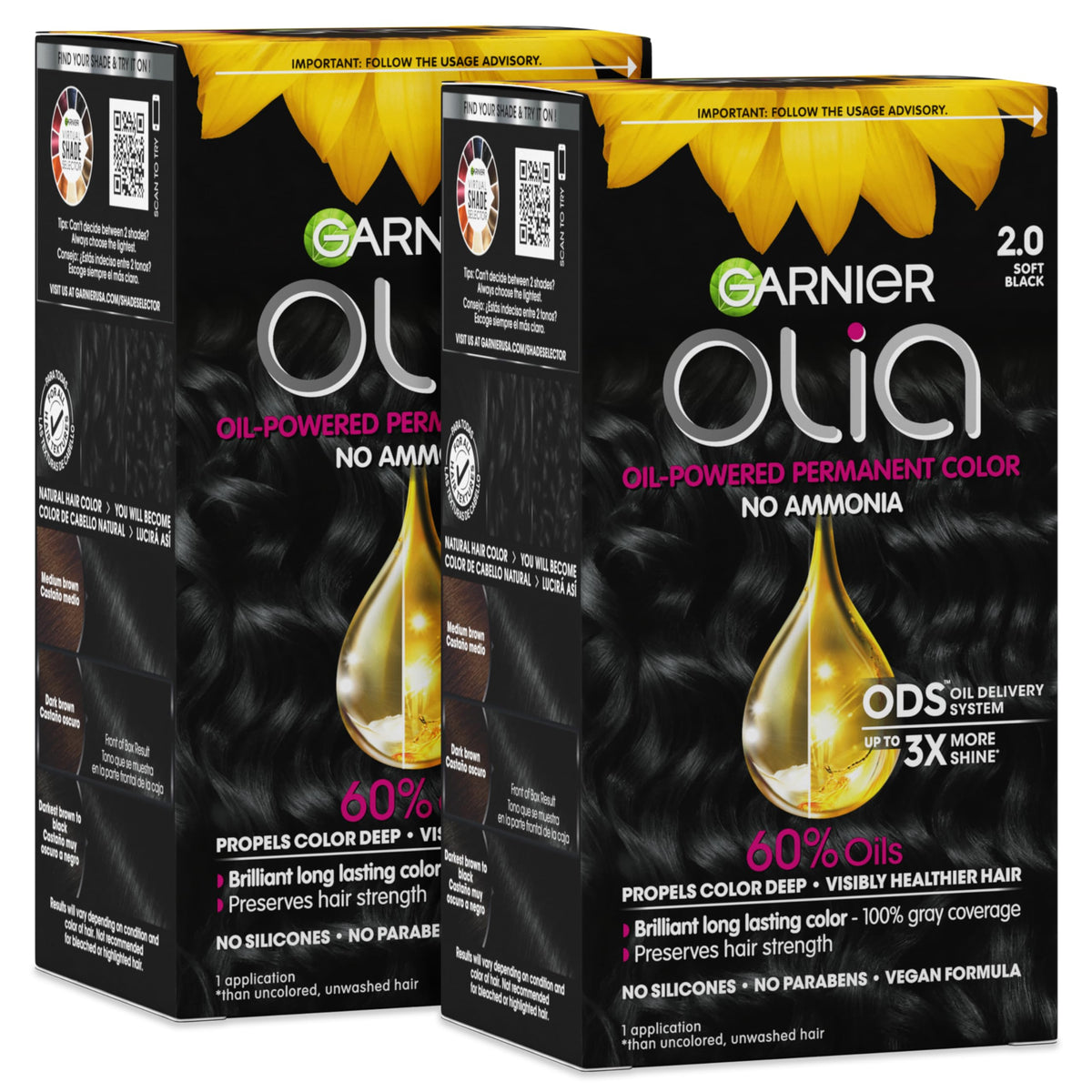 Garnier Olia front packaging showing shade and kit contents for easy selection
