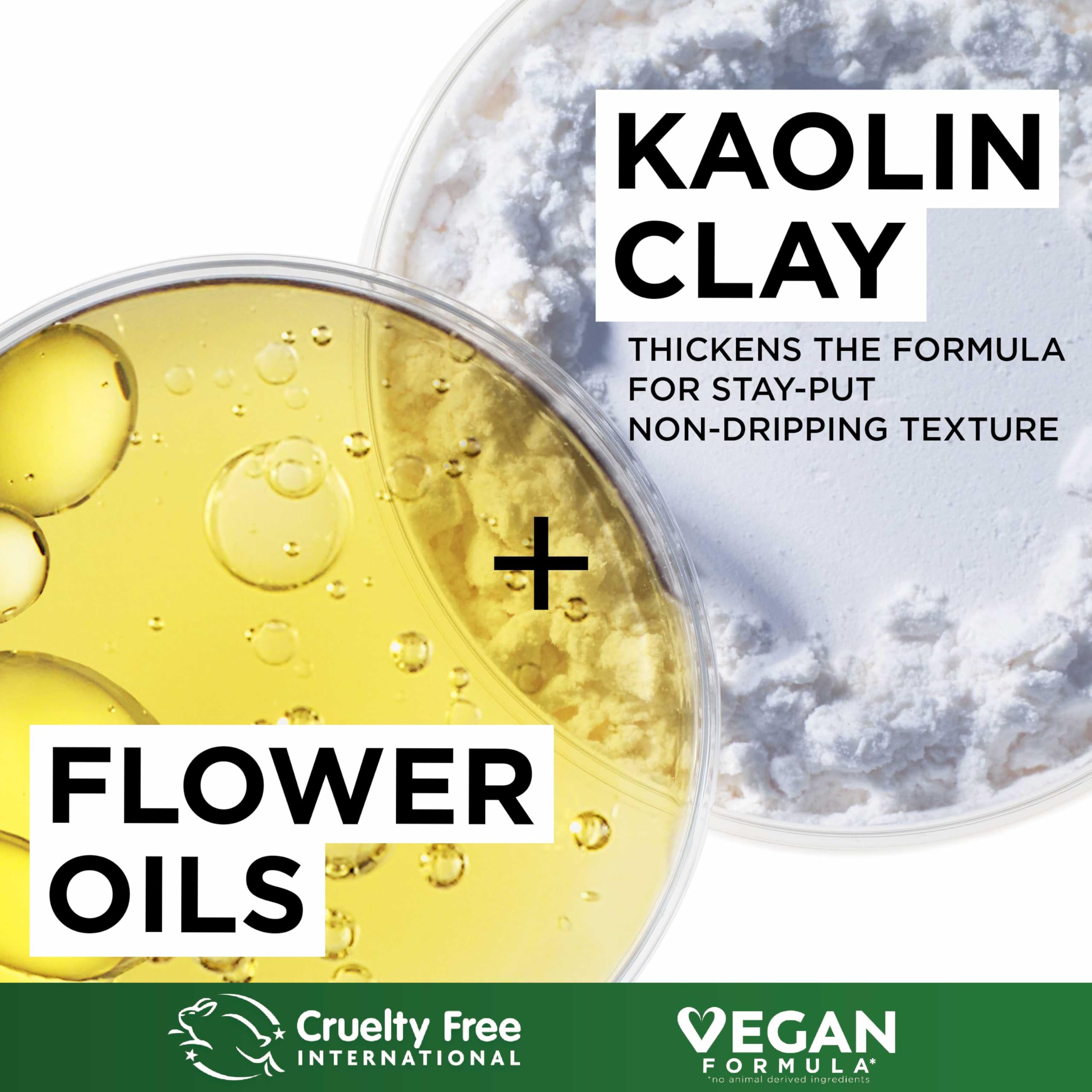 Garnier Olia non-drip velvety cream texture with kaolin clay for controlled placement