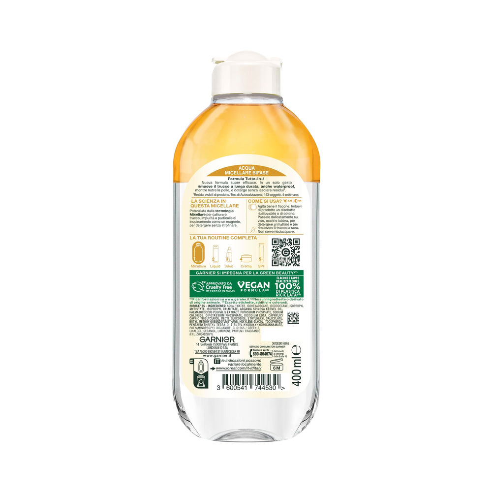 Garnier closeup of two‑phase micellar texture for effective removal