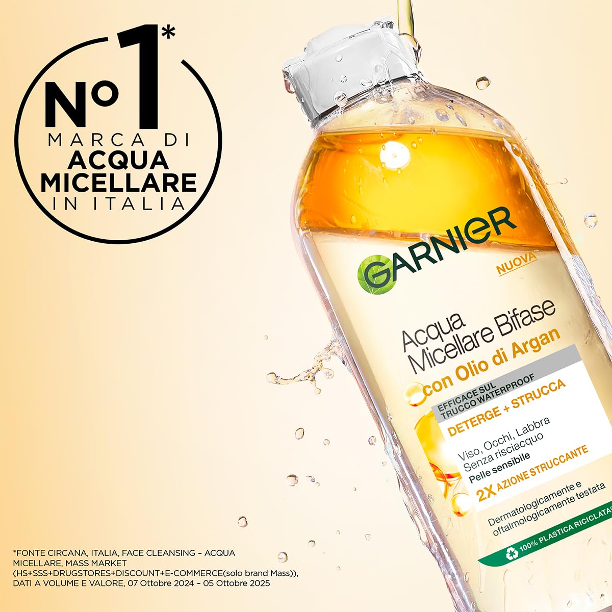 Garnier wiping long‑wear lipstick from lips with one pad
