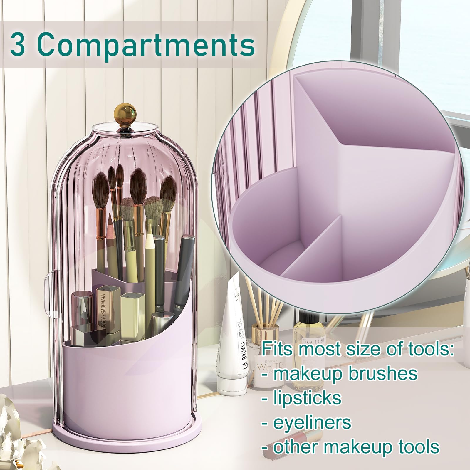 GAXmi interior showing three compartments for organized storage