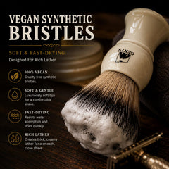 G.B.S 3 oz natural shaving soap open to show concentrated long-lasting formula