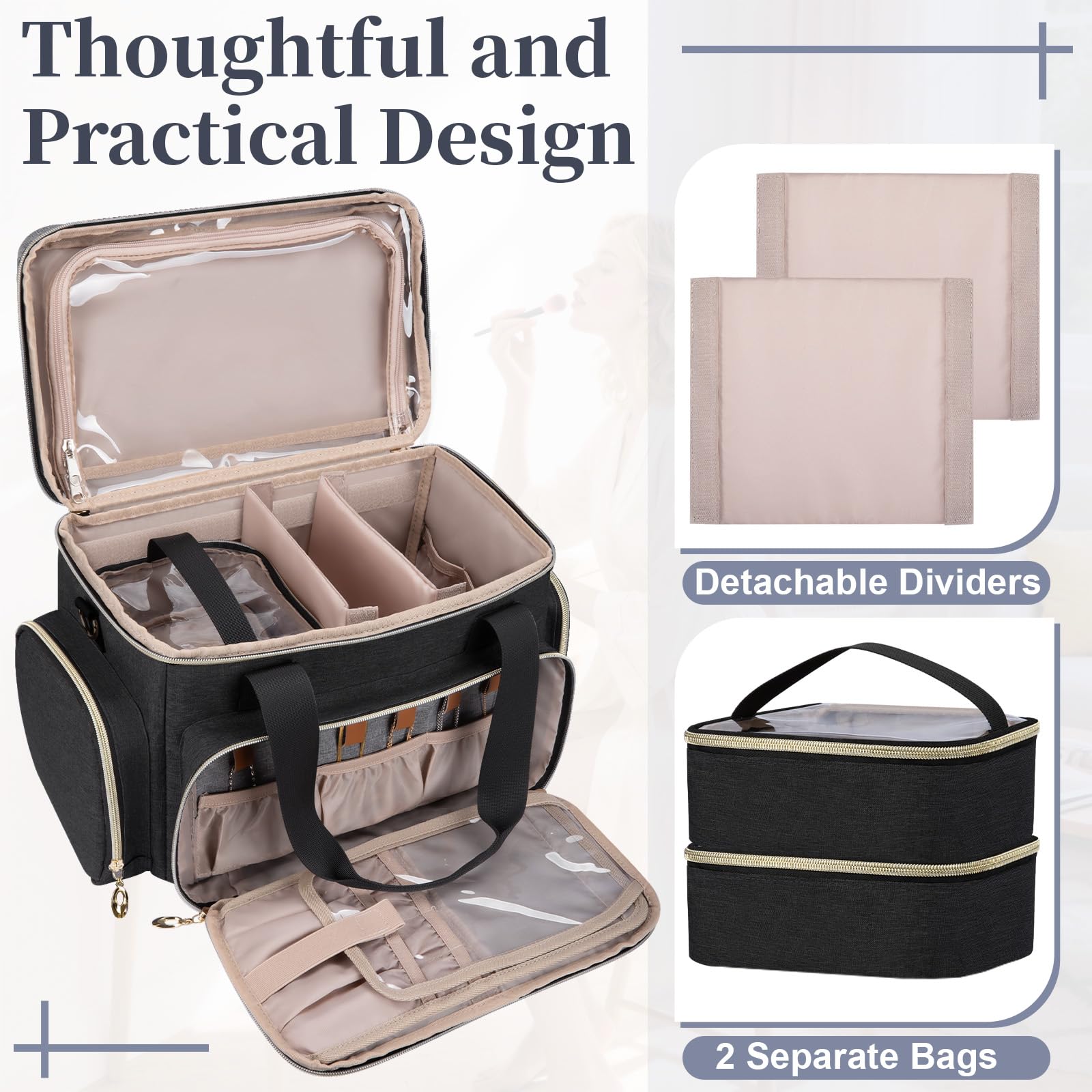 GDNasist double zipper and top handle showing sturdy closure and easy carry