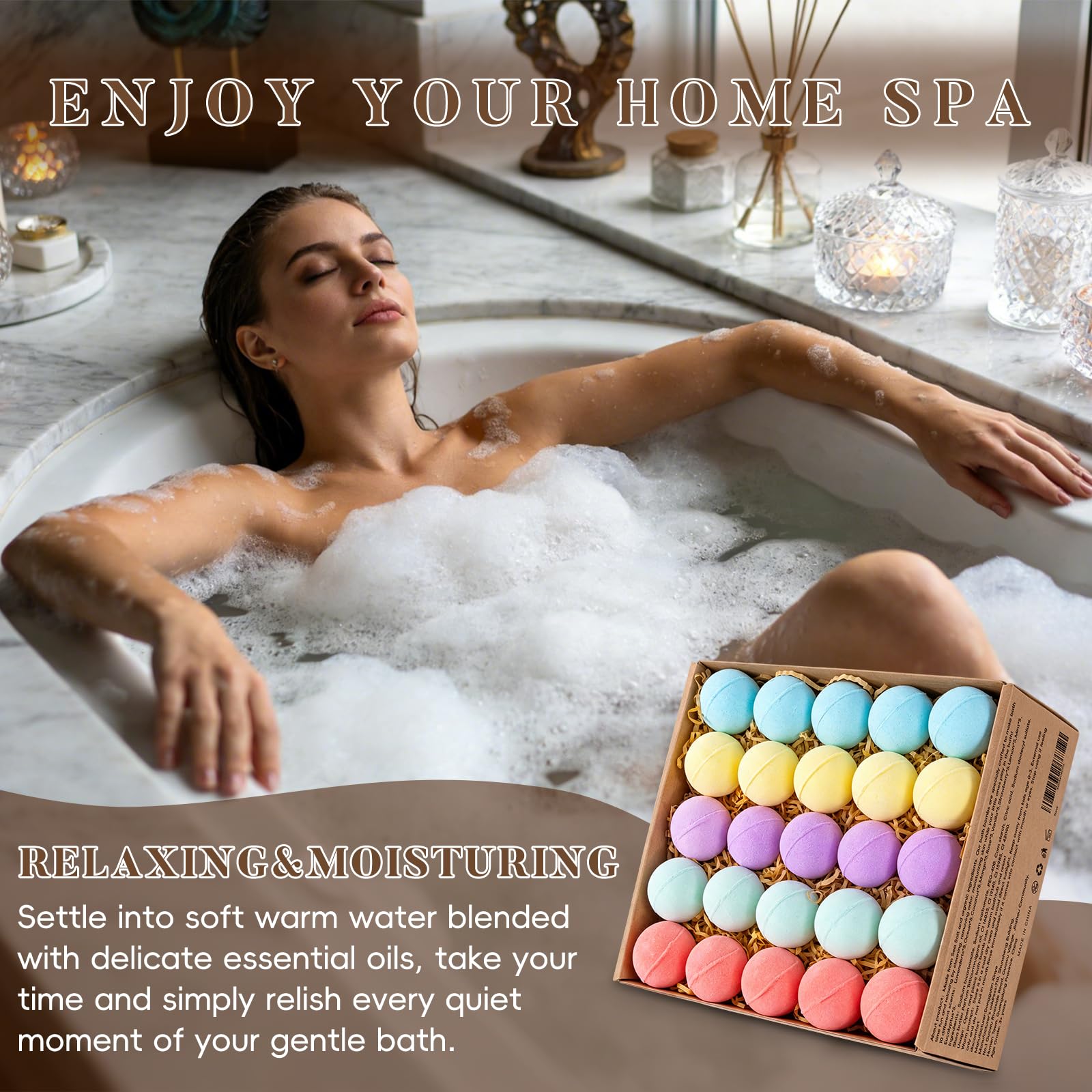 GDWDGJ bath bomb dissolving in tub demonstrating calming aroma release