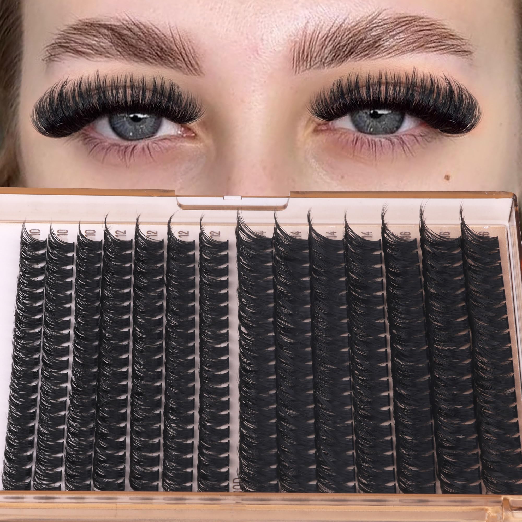 Geeneiya hand applying a cluster lash with tweezers for accurate placement