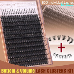 Geeneiya close-up of matte black cluster lash texture highlighting natural finish