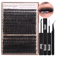 Geeneiya front packaging showing complete DIY lash kit and benefits