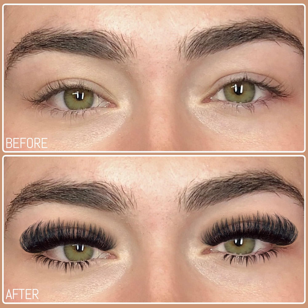 Geeneiya mixed 10–20mm cluster lengths displayed for customizable lash styling