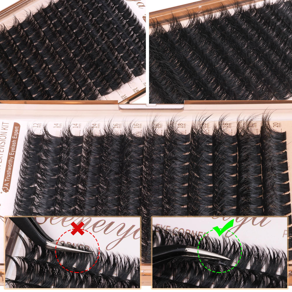 Geeneiya model wearing finished clusters showing salon-volume look benefit