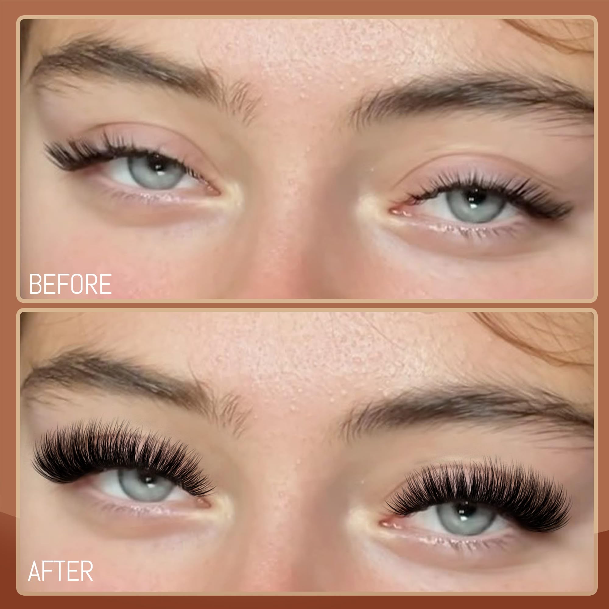 Geeneiya worn lashes on model showing lifted, voluminous finish
