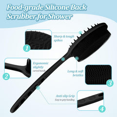 GEENOA body scrubber texture side A with long bristles for rich lather