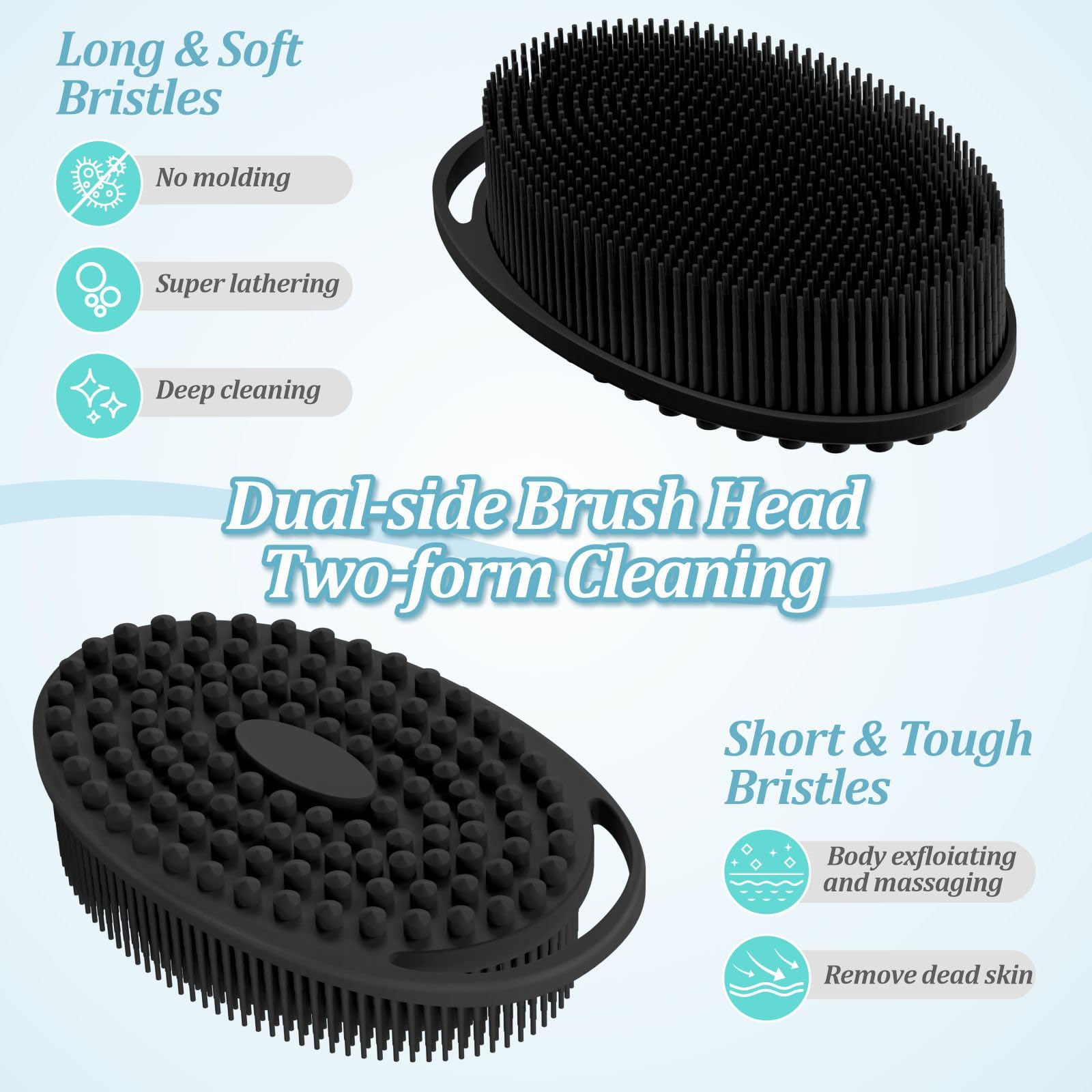 GEENOA body scrubber texture side B with short dots for deeper exfoliation