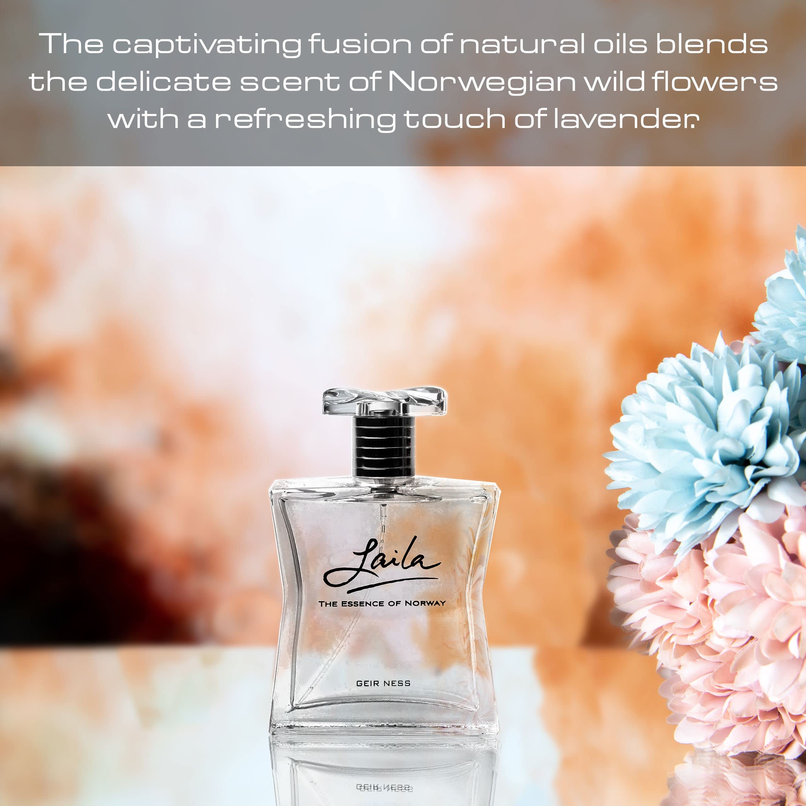 Geir Ness bottle on vanity showing lifestyle-ready fragrance