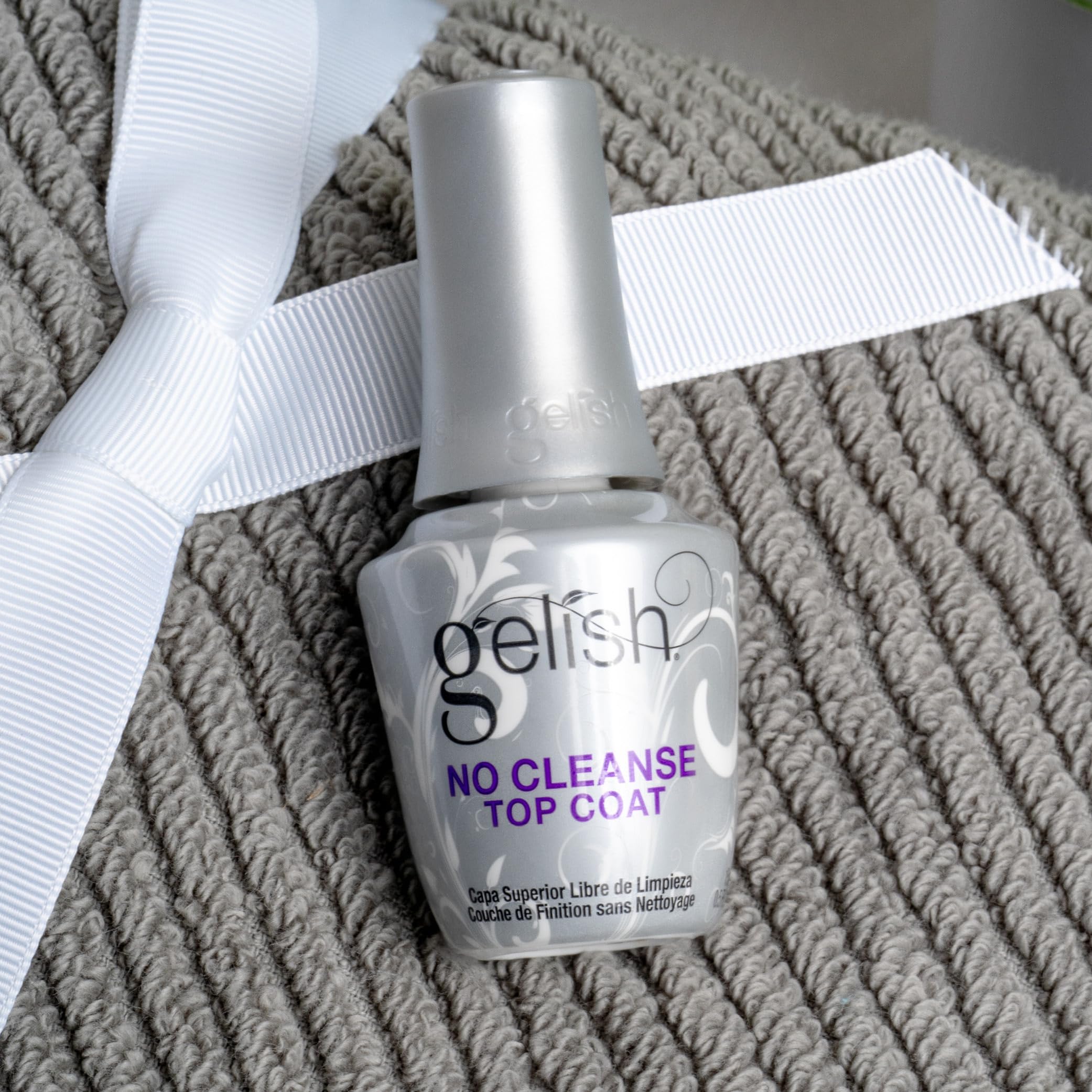 Cured nails with Gelish top coat showing chip-resistant, salon-ready shine