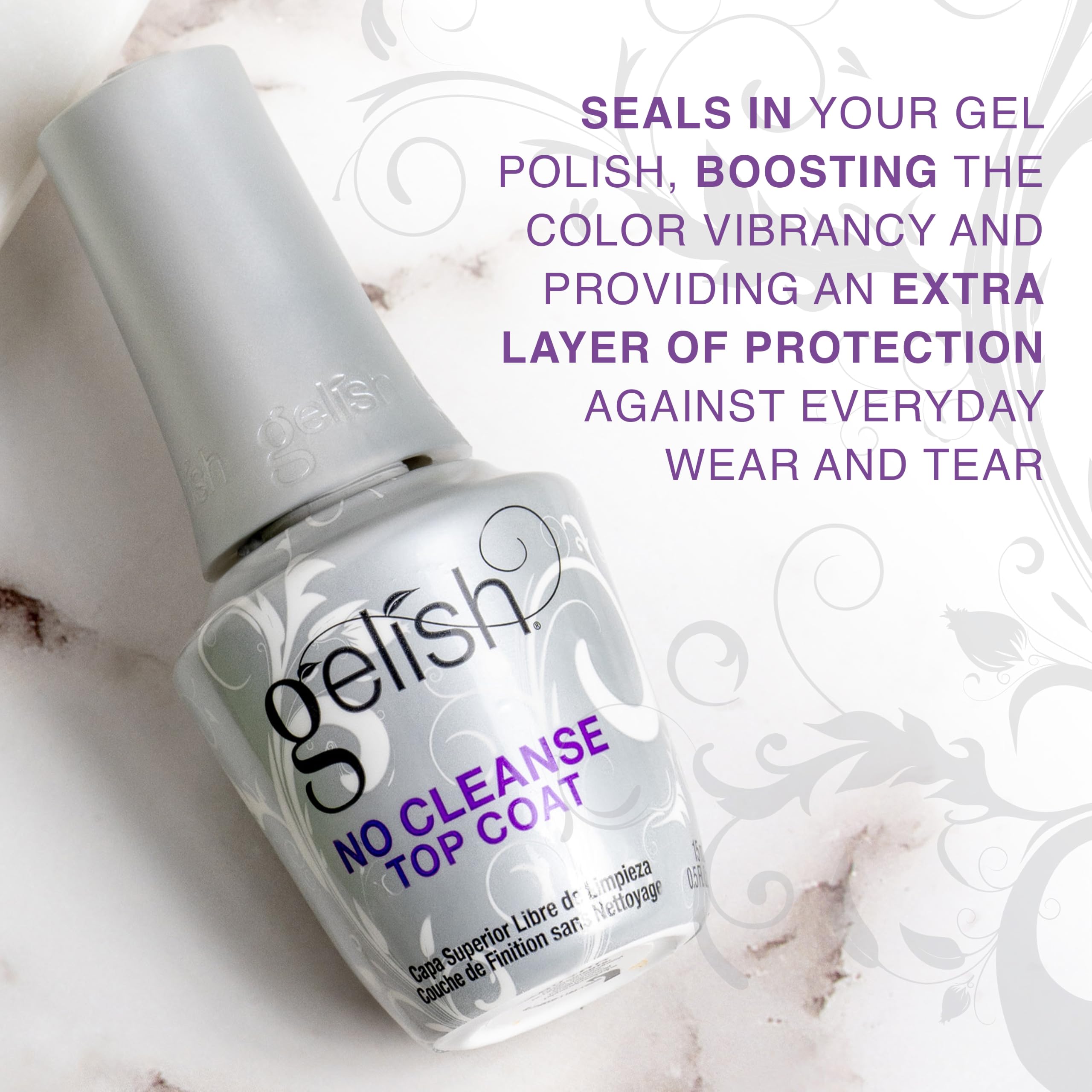 Close-up of Gelish label and ingredients showing professional-grade formulation benefit