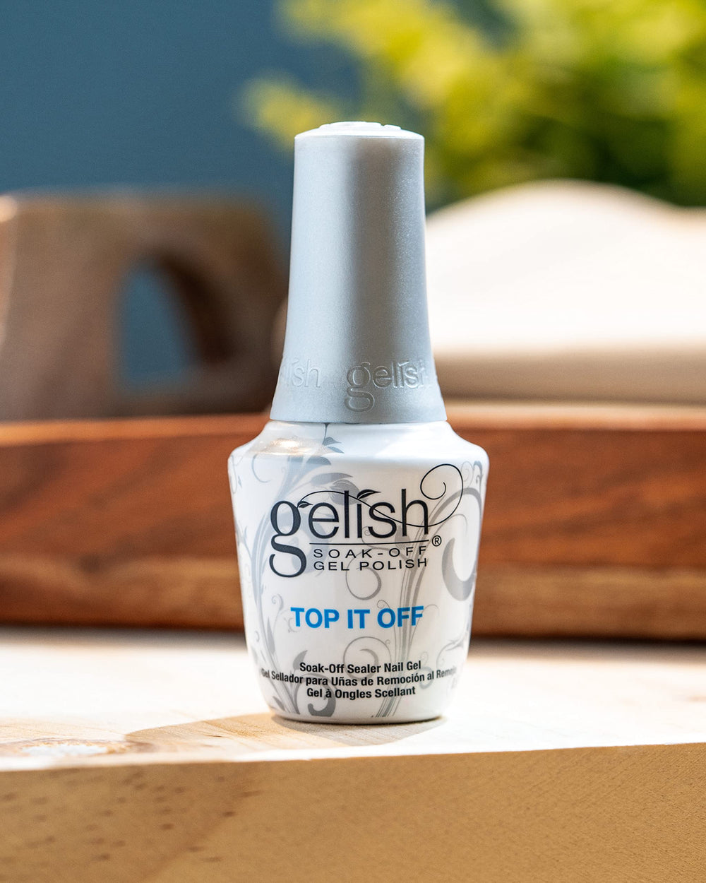 Gelish Top It Off cured gel nail in use demonstrating high-gloss protection