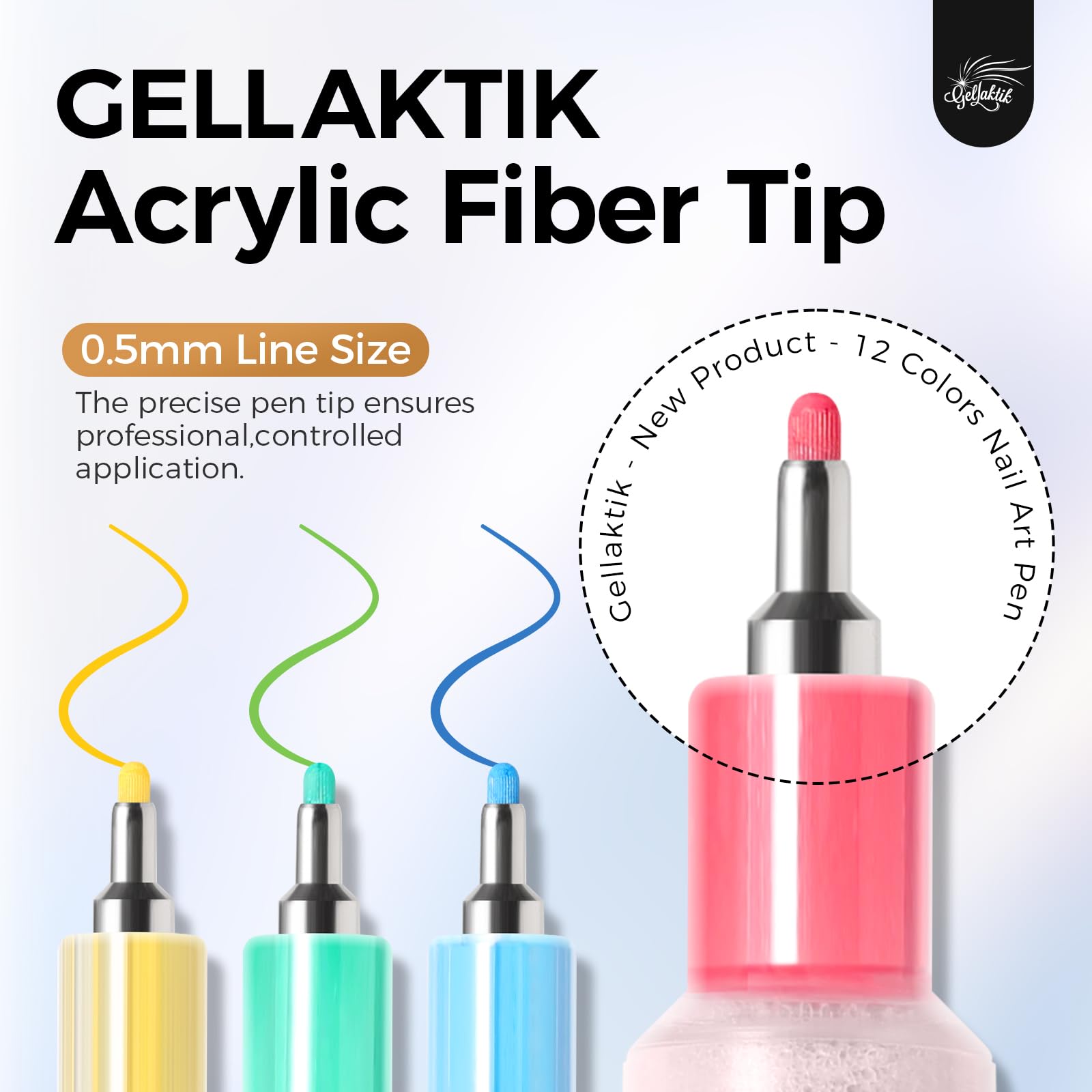 GELLAKTIK detailed linework on a nail highlighting crisp, clean strokes