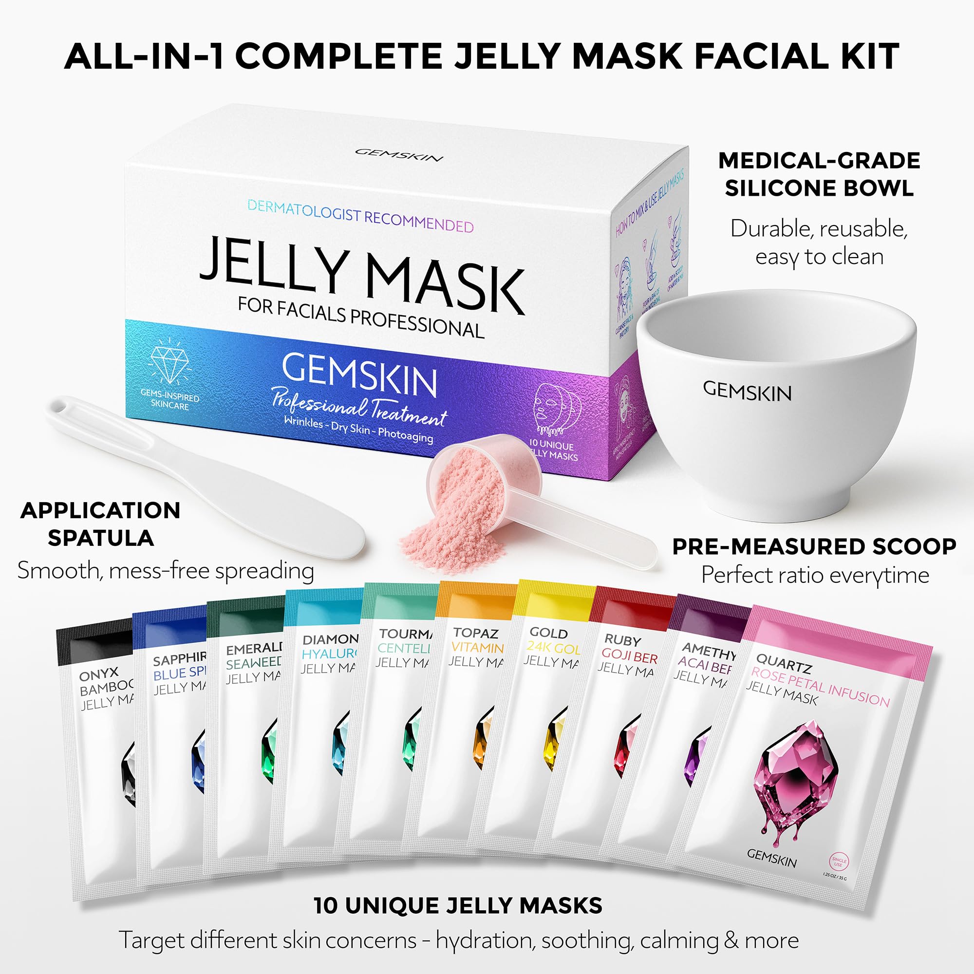 GEMSKIN mixing bowl with spatula during mask preparation for clean application