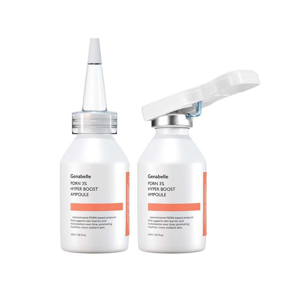 Genabelle lifestyle bathroom counter with ampoule, conveying routine integration and calm