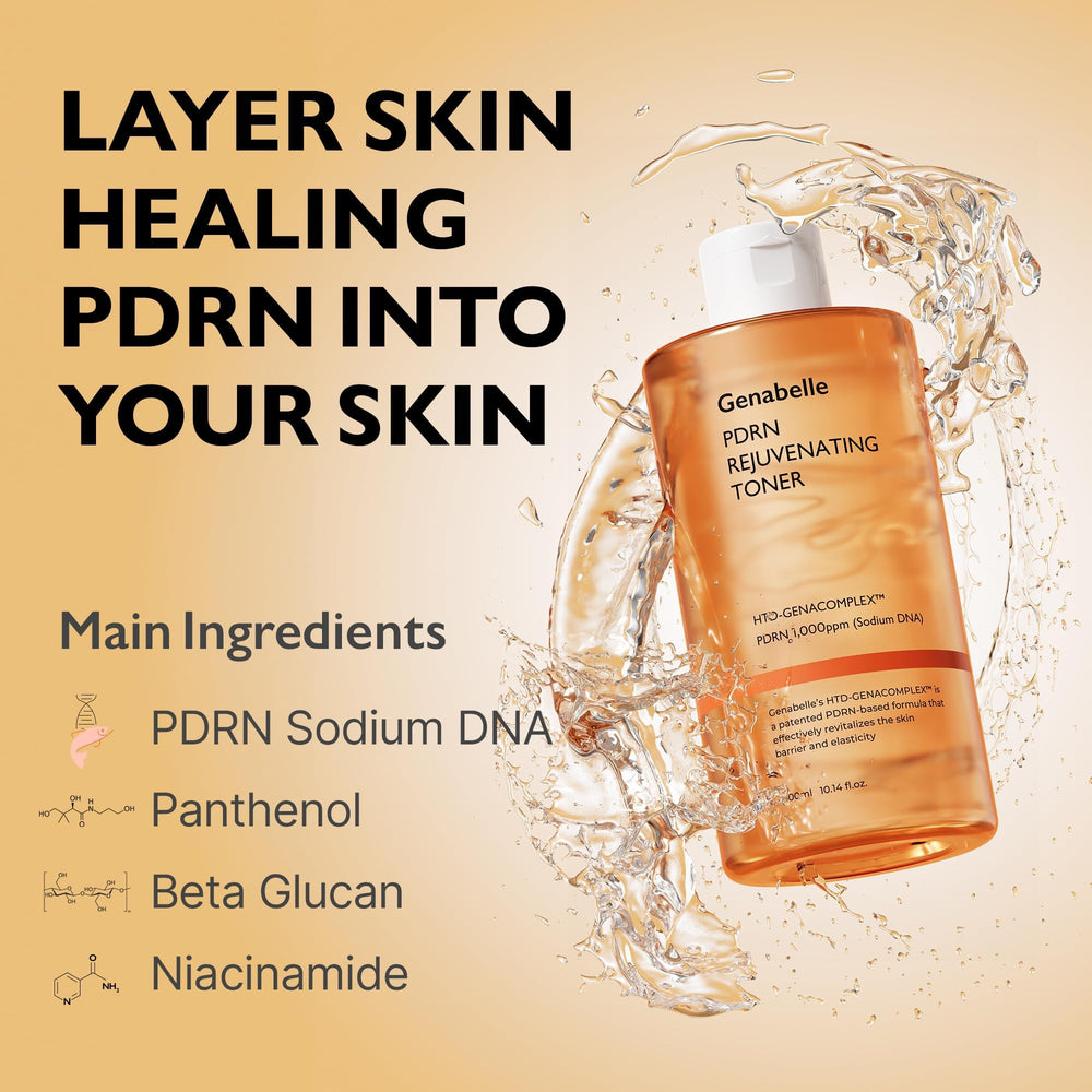 Genabelle PDRN toner close-up texture showing lightweight watery consistency