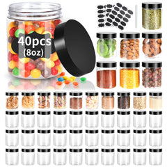 Gencywe clear 8 oz jar front view showing transparent container and black lid for versatile storage