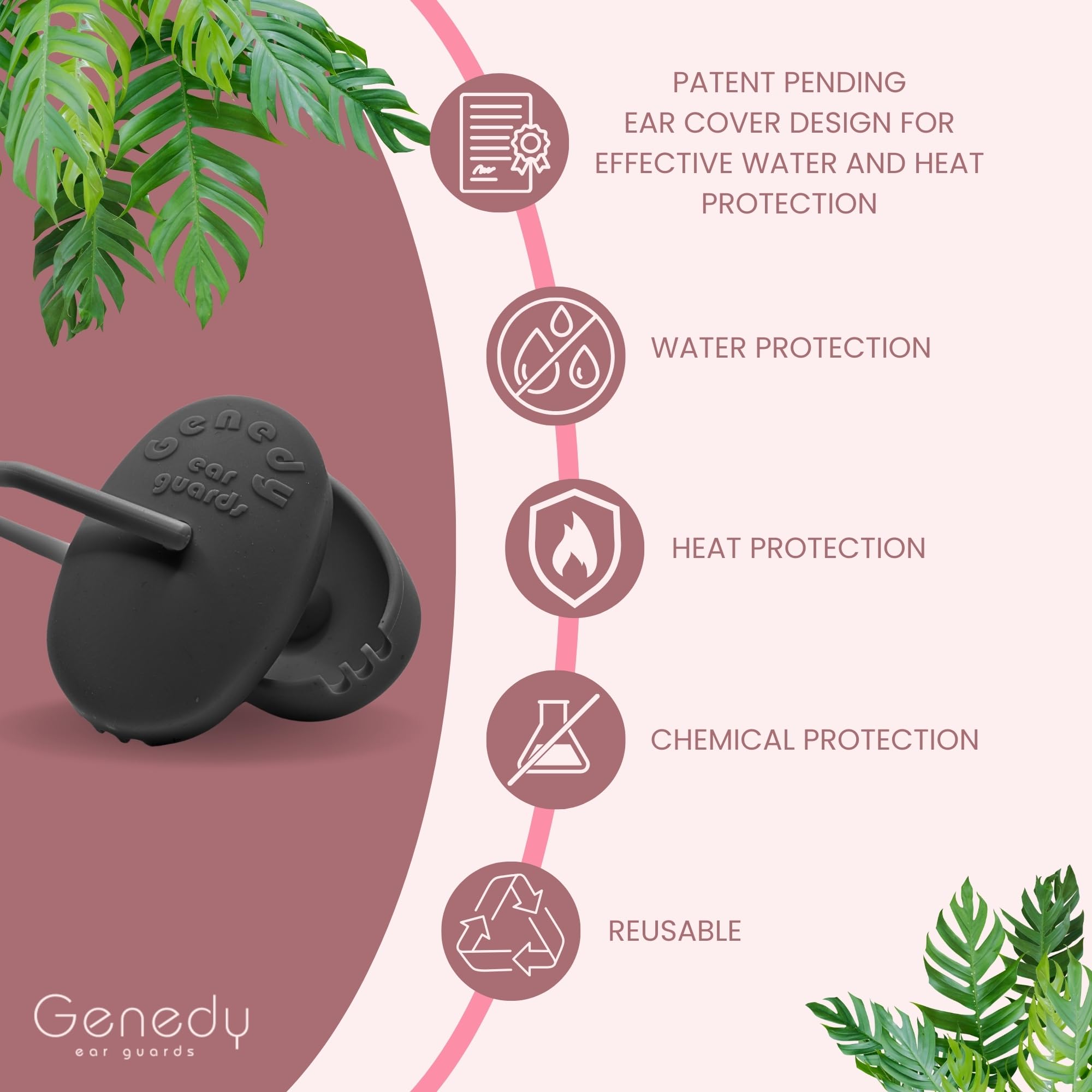 Genedy ear covers with blow dryer protecting ears from direct heat