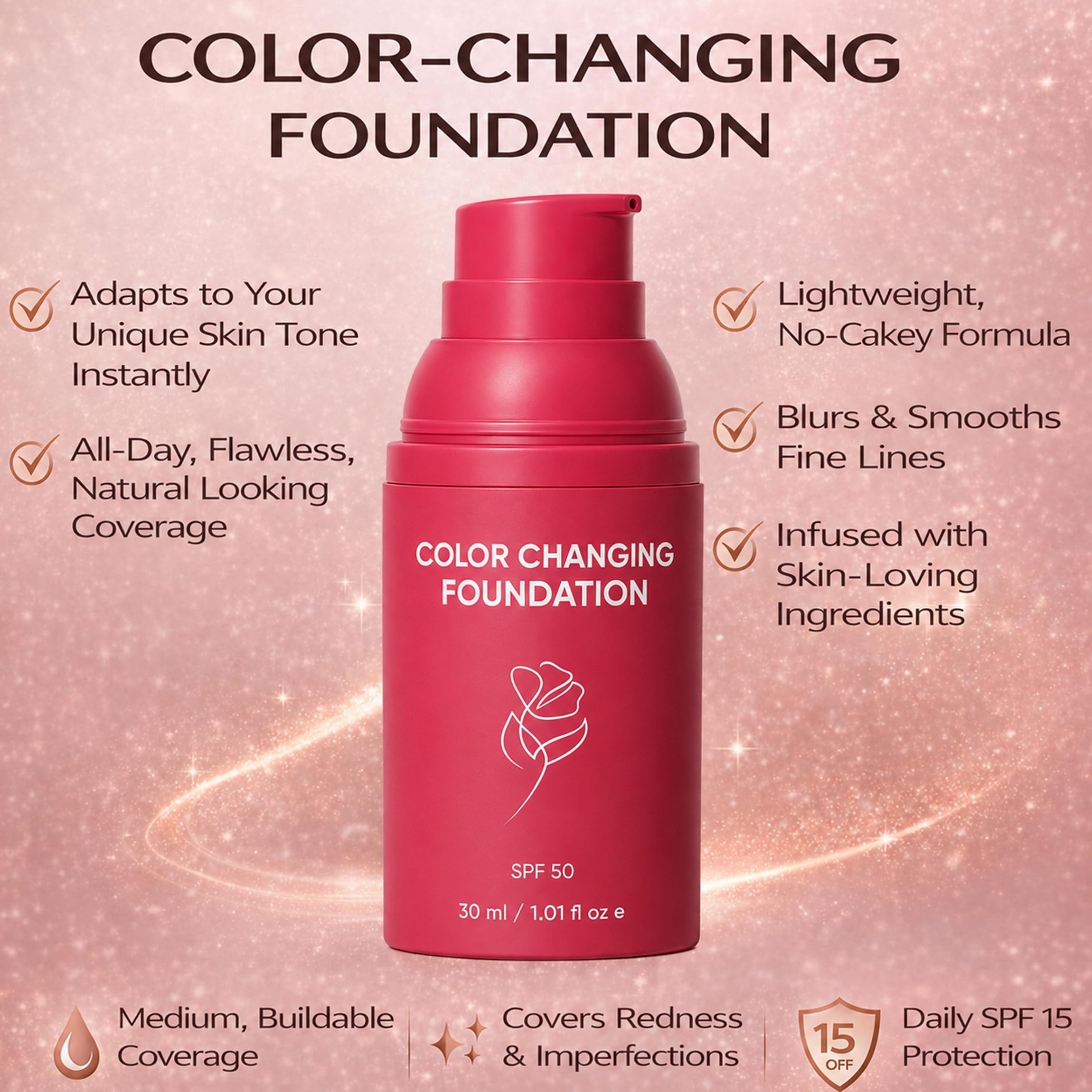 Generic hand applying foundation demonstrating blendability and coverage