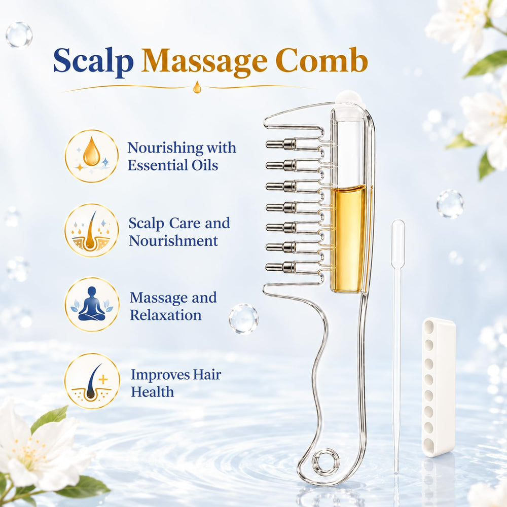 Generic comb tip detail illustrating even product distribution along scalp parts