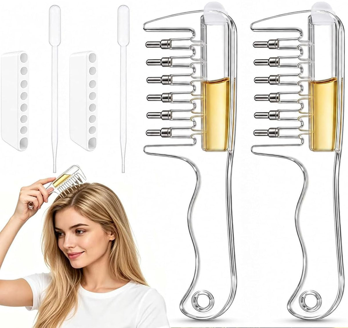 Generic scalp oil applicator front view showing compact design and ergonomic grip benefit