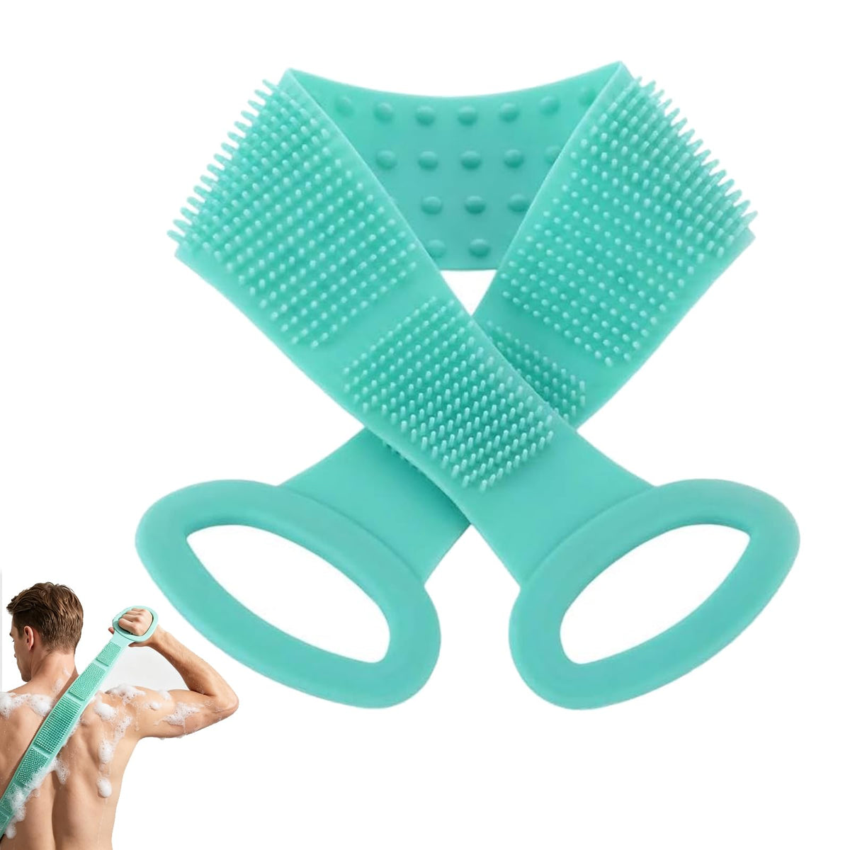 Generic front view of 27in back scrubber showing full length and handles for easy reach