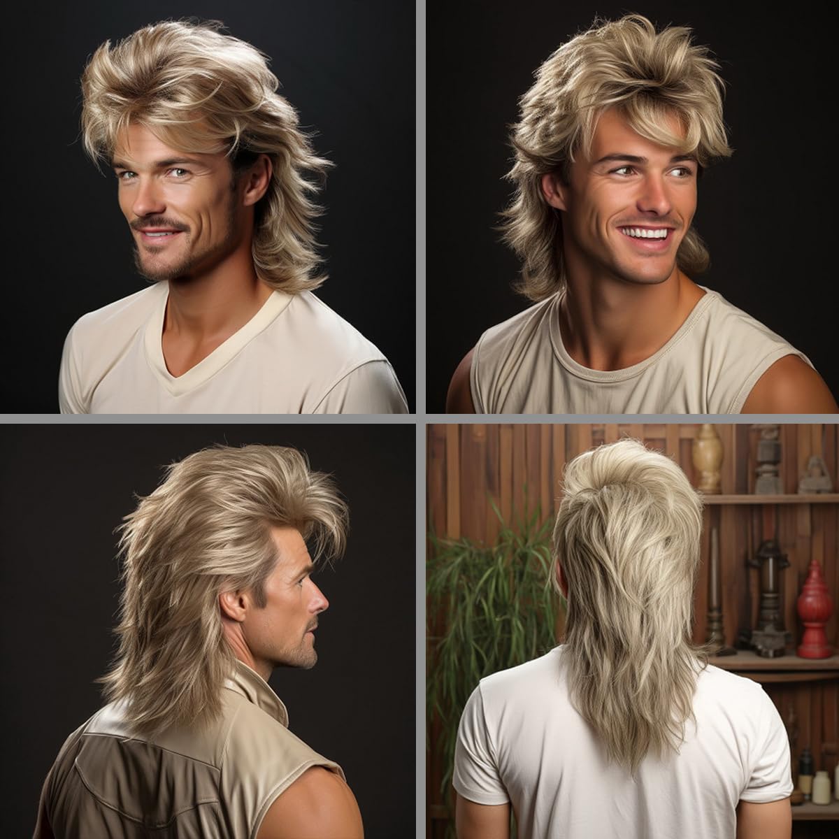 Generic blonde mullet back length detail displaying 20-inch profile and easy movement