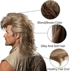 Generic model wearing the blonde mullet illustrating fit, style and casual confidence
